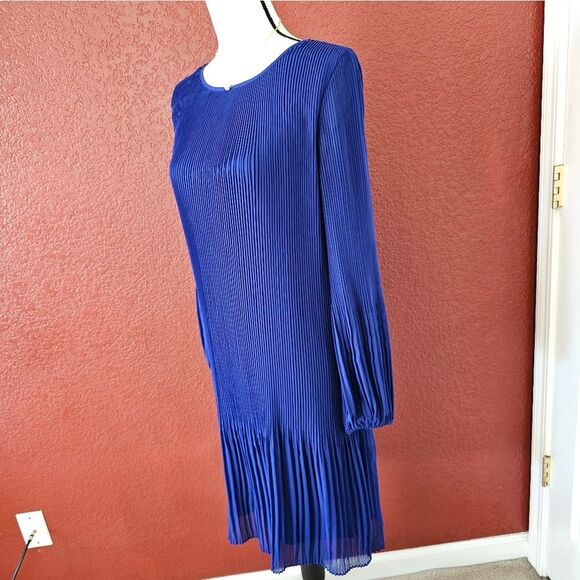Dkny Blue Sheath Dress with Long Bishop Sleeves for Wedding Guest - Picture 3 of 10
